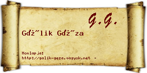 Gálik Géza névjegykártya