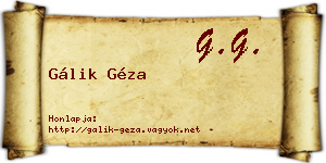 Gálik Géza névjegykártya